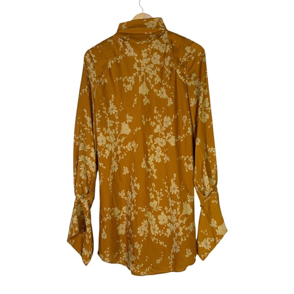 Free People Womens Aries Floral Mini Dress Size S Mustard Open Back Festival - Picture 2 of 7